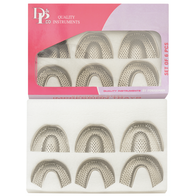 IMPRESSION TRAY  PARTIAL /DENTURE SET OF 6 PCS WITH RETENTION RIM